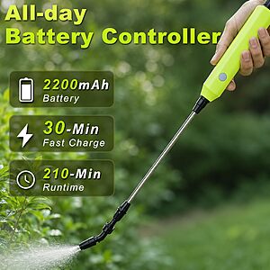 1.35 Gallon Battery Powered Sprayer, Covers 3,000 Sq Ft per Tank – Electric Sprayer with 3 Interchangeable Nozzles, Adjustable Shoulder Strap for Lawn, Garden $25.99