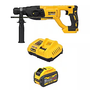 Dewalt 20V MAX Lithium-Ion Cordless Brushless 1 in. SDS Plus D-Handle Concrete/Masonry Hammer w/ flexvolt 9Ah Battery & Charger $239