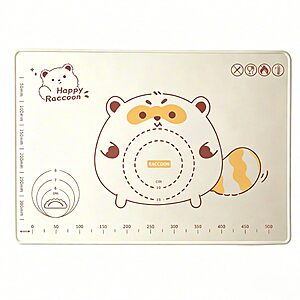 25" x 18" FAOGO Silicone Baking/Dough Mat w/ Raised Lip & Measuring Guides (Happy Raccoon) $0.35 + Free Shipping w/ Prime or on $35+