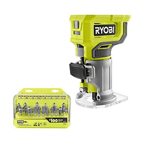 ONE+ 18V Cordless Compact Fixed Base Router (Tool Only) with Shank Carbide Router Bit Set (15-Piece) $118.97