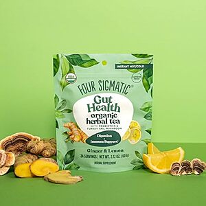 24-Serving Four Sigmatic Lemon Ginger Organic Herbal Tea w/ Probiotics & Turkey Tail Mushroom $2.94 w/ S&S + Free Shipping w/ Prime or on $35+