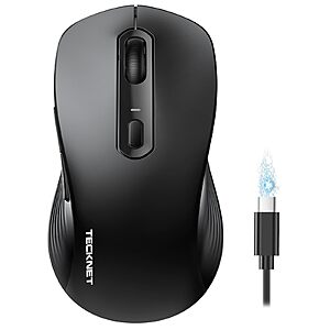 Tecknet 4800 DPI Ergonomic Wireless Rechargeable Silent Optical Mouse w/ 6 Buttons (Black） $7.99 + Free Shipping w/ Prime or on $35+