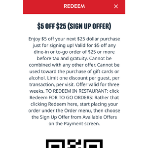 [Golden Corral rewards] Create a new account to receive a "$5 off $25+" coupon