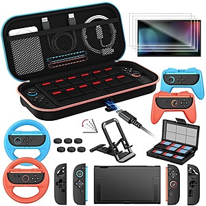 ivoler 21-in-1 Accessories Bundle Kit for Nintendo Switch 2 w/ Carrying Case, Screen Protectors, Protective Cover & More $14.99 + FS w/ Prime