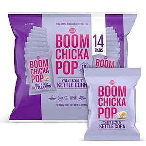[NEW, SnS, AC] $6.70 | 14-Pack 0.77-Oz BOOMCHICKAPOP Sweet & Salty Kettle Corn Popcorn at Amazon