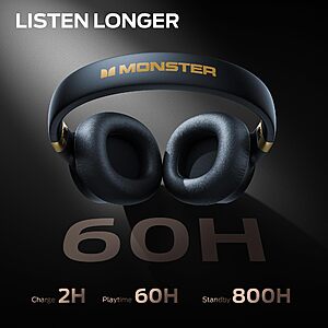 Monster Persona SE ANC Active Noise Cancelling Headphones, Over Ear Bluetooth Headphones Wireless, 60H Playtime, Built-in Mic, Plush Memory Foam Ear Cups $29.99