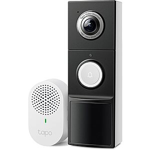 Tapo 2K+ Wired or Battery Powered Smart Video Doorbell w/ Chime & 180° Field of View $84.97 + Free Shipping