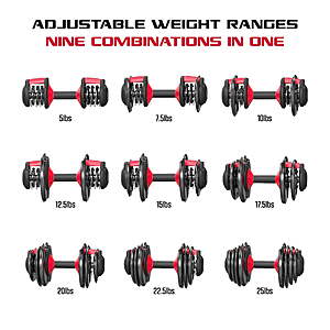 $69 FS WALMART FitRx SmartBell, 9 in 1 Adjustable Dumbbell, 25 lb