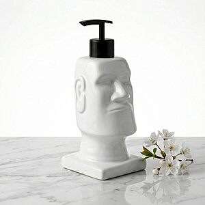 BOPPIE Ceramic Moai Statue Soap Dispenser, Modern Countertop Hand & Dish Soap Dispenser for Bathroom/Kitchen - Free Shipping w/Amazon Prime or Orders Over $35 - $10.62