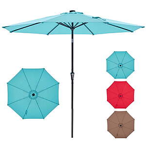 Gianna 10 ft Patio Umbrella w/ 32 LED Solar Lights (Red/Lake Blue) $35.99 + Free S&H at Walmart