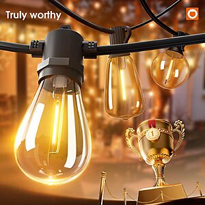 addlon 50FT LED Outdoor String Lights with Edison Shatterproof Bulbs $13 @ Amazon