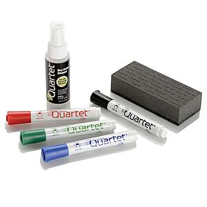 Quartet Dry Erase Marker Kit, Whiteboard Markers, Chisel Tip, Assorted Classic Colors, 4 Pack, Includes 1 Board Eraser and Spray Cleaner - $4.1