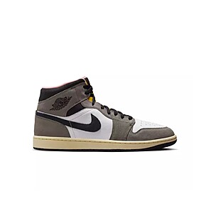 Nike Men's Air Jordan 1 Mid SE Shoes (White / Oil Grey / Cave Stone / Dark Sulfur) $53.39
