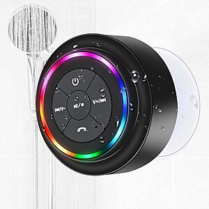 Waterproof Bluetooth Shower Speaker w/ RGB Lights $12.99