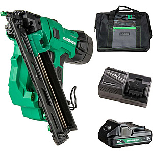Metabo HPT 18V MultiVolt Brushless 15-Gauge Angled Finish Nailer 2 Ah Kit W/Free 18 Volt 2Ah Lithium Ion Battery $324