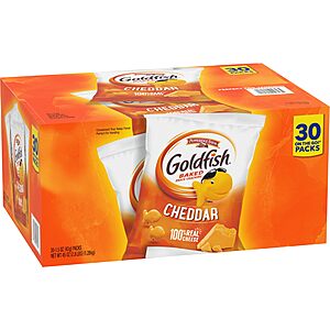 Goldfish Cheddar Crackers, 1.5 oz. Snack Packs, 30 Count $8.25 AC S&S @ Amazon