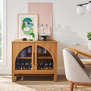 Better Homes & Gardens Juliet Bar Cabinet with Storage, Light Honey Finish $123 + Free S&H at Walmart