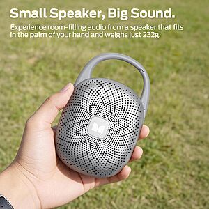 Monster Clip-On Speaker with Carabiner, Shower Speaker, Bluetooth 6.0 - Hiking Camping Beach Outdoor Travel -Grey - Free Shipping With Amazon Prime Or Orders Over $35 - $19.99
