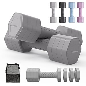 Adjustable Dumbbell Set of 2, Adjustable Dumbbells 5lb with TPU Soft Rubber Handle for Home Gym Exercise Training, Hand Weights for Women at Home (Gray) $29.98