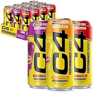 12-Pack 16-Oz C4 Energy x Popsicle Variety Pack Carbonated Sugar Free Performance Drink (Grape, Hawaiian Pineapple & Cherry) $12.92 w/ S&S + Free Shipping w/ Prime or on $35+