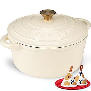 [Prime]Overmont Enameled Cast Iron Dutch Oven(7QT, Cream White) $47.49 + Free S&H at Amazon