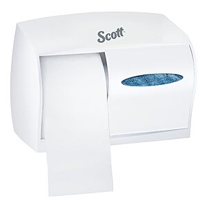Scott Professional Coreless Standard Roll Toilet Paper Dispenser (Dual Capacity, White, 11.0"x7.63"x6.0") $4.90 + Free Shipping w/ Prime or on $35+