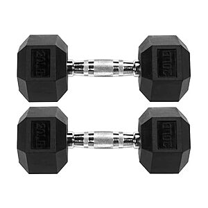 Fitvids 20lbs Pair Hex Dumbbells Rubber Coated Hand Weights $37.99 + Free S&H w/ Prime at Woot!