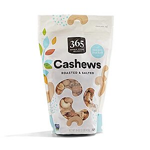 [SnS, AC] $5.03 | 16-Oz 365 by Whole Foods Market Roasted & Salted Cashews at Amazon