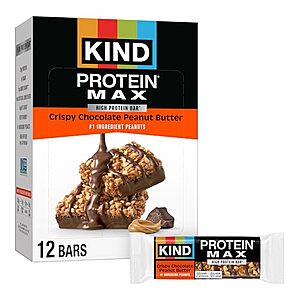 [SnS, AC] $8.72** | 12-Count KIND Protein MAX Snack Bars (Crispy Chocolate Peanut Butter) at Amazon