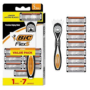 [SnS, AC] $5.44 | BIC Flex 5 Men's Refillable 5-Blade Razors with 1 Handle and 7 Cartridges at Amazon