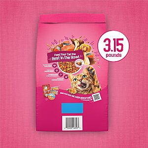 $3.30 S&S CLIP Q Purina Friskies Gravy Swirlers With Flavors of Chicken, Salmon and Gravy Dry Cat Food - 3.15 lb. Bag  Amazon