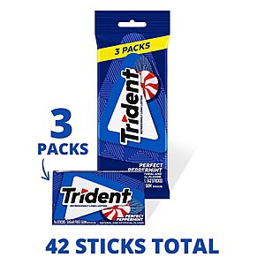 3-Pack 14-Count Trident Perfect Peppermint Sugar-Free Chewing Gum $2.57 w/ S&S + Free Shipping w/ Prime or on $35+