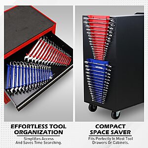 2-Pack Magnetic Wrench Organizer, 32-Slot Premium Wrench Rack Holder Tool Trays for Toolboxes Drawer Storage, SAE (1/4" - 1-1/16") & Metric (6mm - 24mm) $8.09