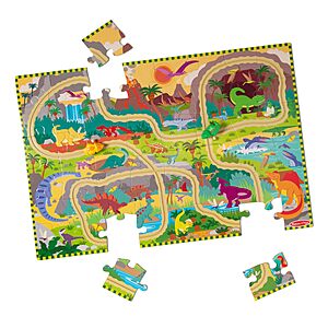 $11.89: Melissa & Doug Dinosaur Adventure Tracks Cardboard Jigsaw Floor Puzzle and 2 Wind-Up Dinos at Amazon