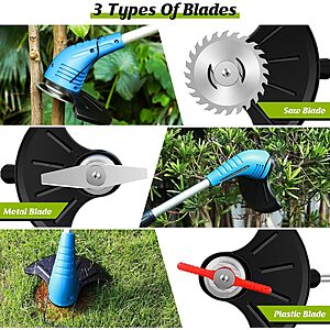 Lipoliftco Weed Wacker Cordless, 12V Battery Powered Lawn Edger, Grass Cutter with 2X2000mah Rechargeable Batteries, 3 Types of Blades $31.49