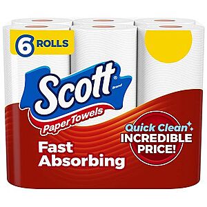 6-Rolls Scott Paper Towels (Choose-A-Sheet): 2 for $5.50 at Walgreens w/ Free Store Pickup on $10+