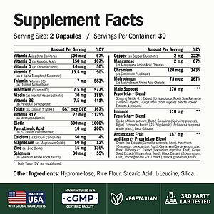 [Limited time]Vimerson Health Multivitamin for Men: Methylated B Vitamins 60 Capsules $10.58