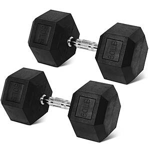 FlexWave Rubber Encased Hex Dumbbells Black, 45lb pair $87, 50 lbs Pair $97 FS @ Walmart