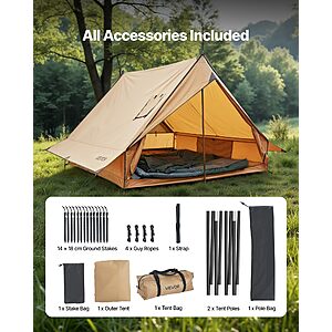 VEVOR Camping Hot Tent, 2 Persons Cabin Tent with Stove Jack & Poles, Waterproof Winter Tents Shelters with Fireproof Ground Mat, Portable 4 Season Tents $80