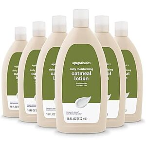 [SnS, AC] $12.98* | 6-pk 18-oz Amazon Basics Oatmeal Body Lotion (Fragrance Free) at Amazon