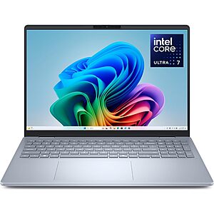 Dell 16 Plus Laptop DB16250-16.0-inch 16:10 2.5K (2560x1600), Intel Ultra 7 256V, 16GB LPDDR5X, 1TB SSD, Arc Graphics, Win 11 $859.81