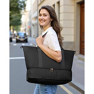 HOTOR Travel Duffel Bag - Weekender Bags for Women Black, 13.4"×17.3"×7.9" $14.98