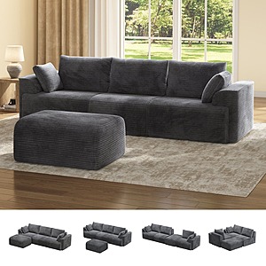 Sikaic 108" Cloud Couch Sectional w/ 2 Pillows and 3 Cushions Back $294 + Free Shipping