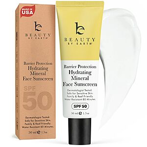Mineral Sunscreen for Face SPF 50 – Broad Spectrum Zinc Oxide $22.99
