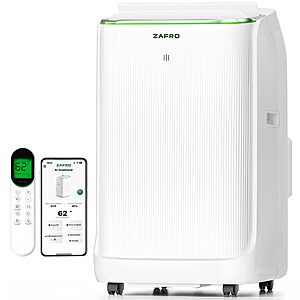 ZAFRO Smart Inverter Portable Air Conditioners, 16000 BTU (12000 BTU SACC) Dual Hose Portable AC Unit with Energy Saving/Ultra Quiet(42dB)/Drainage-free Cooling $492.99