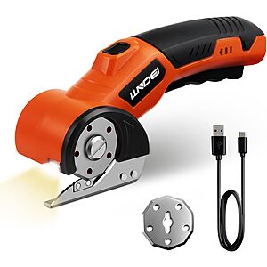 4V Motor Rechargeable Cordless Electric Scissors w/  Extra Blades (2x) $12.99 + Free Shipping w/ Prime or on $35+