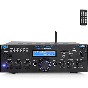 Pyle 200W Dual Channel Bluetooth Stereo Amplifier Receiver w/ Karaoke Mic Echo & USB $52.99 + Free Shipping