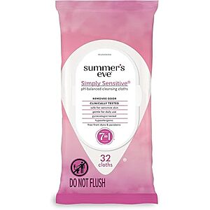 [SnS, AC] $2.08** | 32-Count Summer's Eve Simply Sensitive Daily Gentle Feminine Wipes at Amazon
