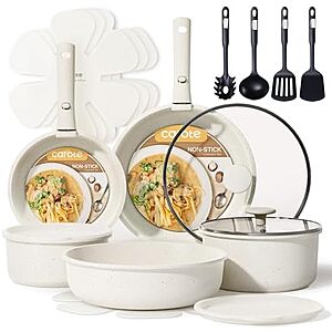 $49.98* | 17-pc CAROTE Induction Pots & Pans Set w/ Removable Handle (various) at Amazon