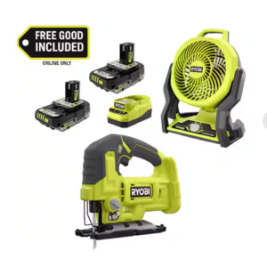 RYOBI ONE+ 18V Cordless 7.5" Hybrid Fan Kit w/ 2 2Ah Batteries & Charger + FREE ONE+ 18V Cordless Jig Saw $129.00 + Free Store Pickup at Home Depot